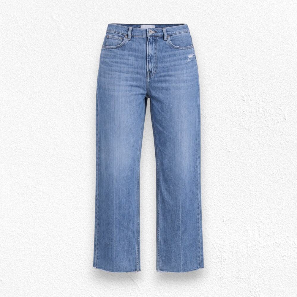 Everlane Light Wash High Rise Straight Crop Organic Cotton Raw Hem Jeans Size 31